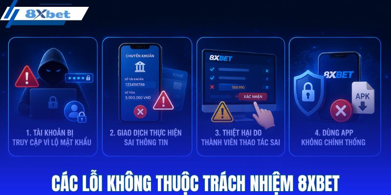 Các lỗi không thuộc trách nhiệm 8XBET